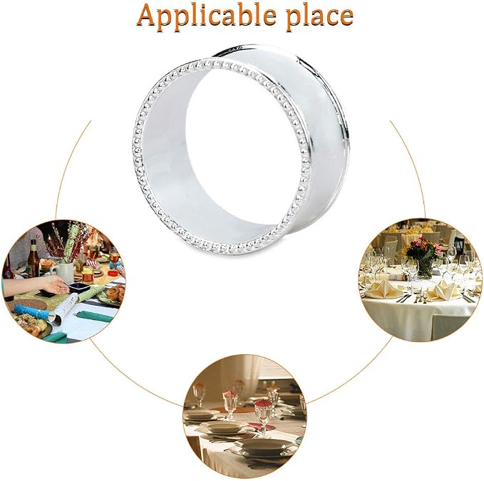 12 Pcs Stainless Steel Bead Side Napkin Rings - Image 6