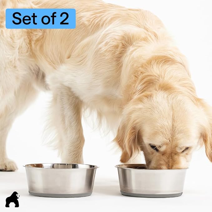 GORILLA GRIP Dog Bowls, Food Grade 304 Stainless Steel, Holds 4 Cups Each Food - Image 8