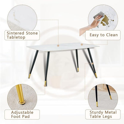 Dining Table Set for 4, Dining Room Table Set for 4, Sintered Stone Kitchen Table Top and Modern Chairs Set of 4 for Kitchen Dining Living Room