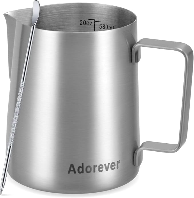 Milk Frothing Pitcher, 20oz Stainless Steel Milk Frother Cup Steaming Pitcher by Adorever