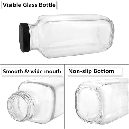 GUANENA 12 Pack Glass Drink Bottles, 16 OZ Vintage Square Water Bottles - Image 3