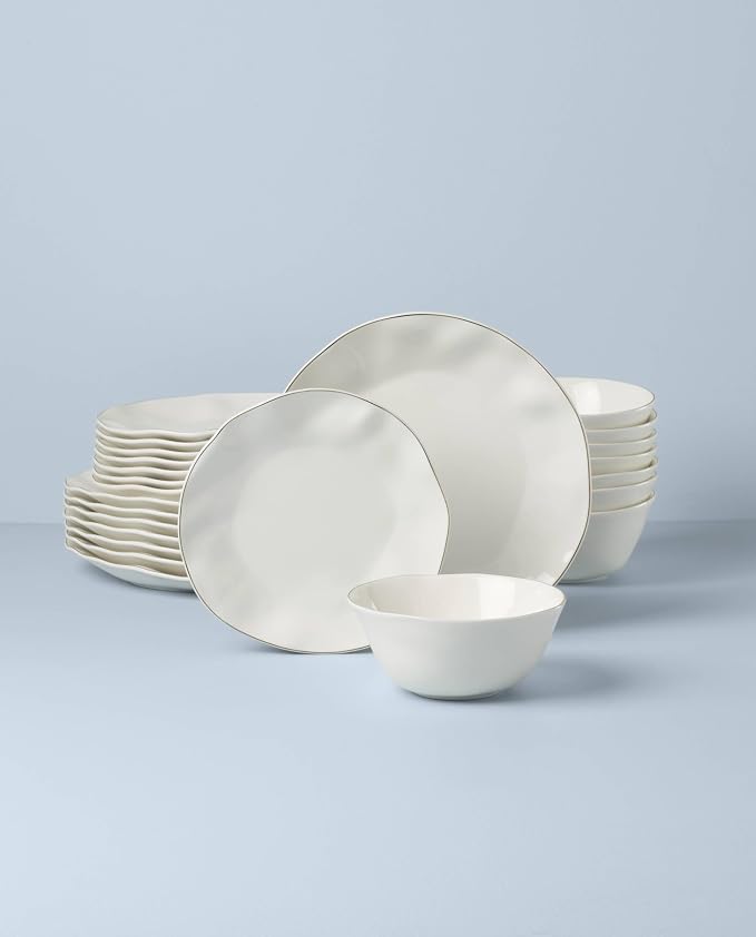 Lenox Blue Bay White Porcelain 24-Piece Dinnerware Set - Image 2