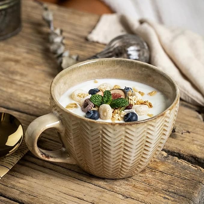 Large Mug, Ceramic Cup, Cup for Coffee Tea Cereal Breakfast Milk Hot cocoa - Image 4