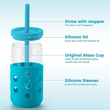 Mrsdry 16 oz Glass Cups with Lids and Straws - Image 2