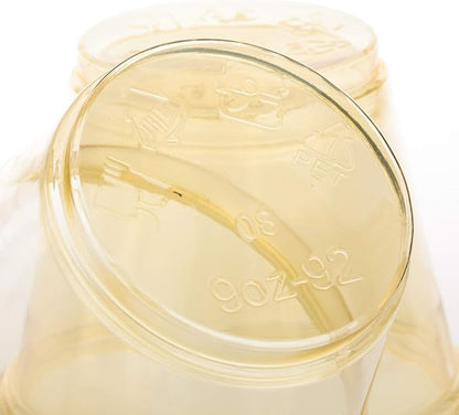 Golden Apple, 9oz-50sets Yellow Plastic Cups with Clear Dome lids No Hole