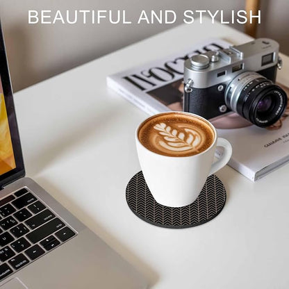 Simple Line Black Coasters Set of 4, Non-Slip Cup Coaster Mat - Image 7