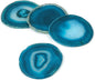 Agate Coaster Set of 4 for Drinks, Stone Coaster for Coffee Table 3.5-4" Geode Coaster Decor for Housewarming, Birthday, (Blue)