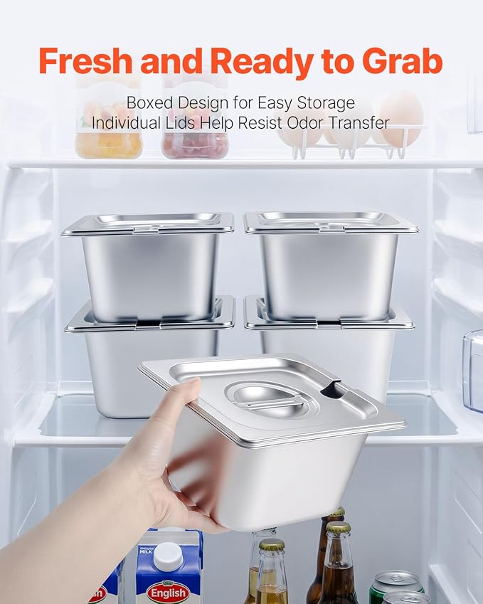 VEVOR Countertop Food Serving Display Container, Stainless Steel Food Salad - Image 3