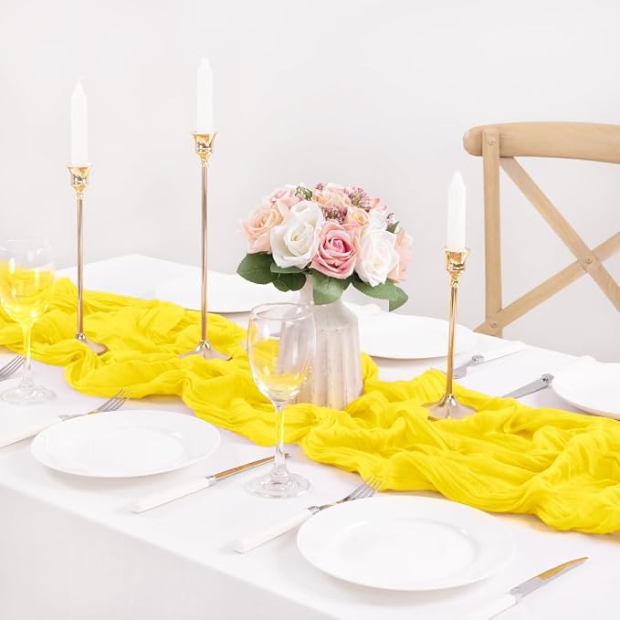 3 Pack Yellow Cheesecloth Table Runner 10ft Rustic Gauze Centerpiece | - Image 5