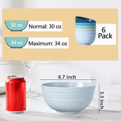 【Set of 6】 Unbreakable Soup Bowls, 34 Ounces Big Bowls Microwave and Dishwasher - Image 4