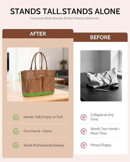 Laptop Tote Bag for Women, Leather Work Tote - Image 8