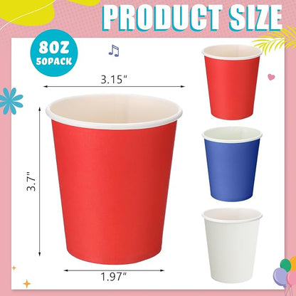 Mimorou 300 Pack 8 oz Disposable Patriotic Paper Cups - Image 2