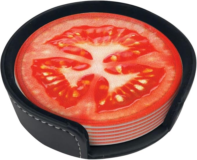 6 Pack Tomato Slice Coaster for Drinks - Image 2