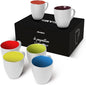 MIAMIO - Set of 6 Coffee Mugs 12 oz – Modern Ceramic Coffee Cup Set in White by MIAMIO