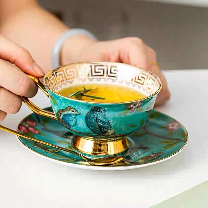 Bone China Cup& Saucer Set, 6.8oz- Birds& Trees - Image 7