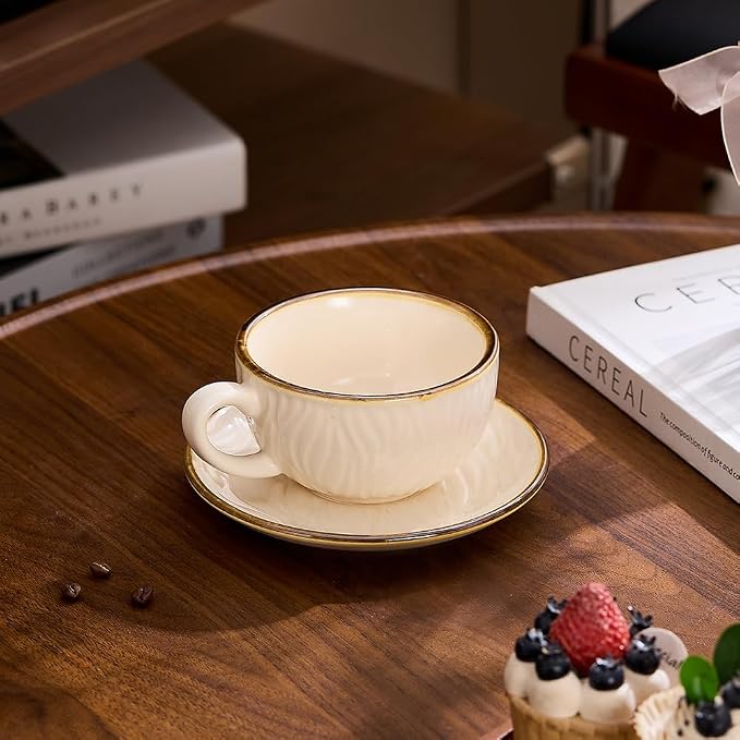 Coffeezone Vintage Design 12 oz Ceramic Latte Art Cappuccino Barista Cup - Image 5