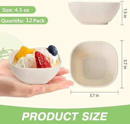 SHECIPIN 12 Pack Unbreakable Dipping Bowls, 4.5 OZ Soy Sauce Dishes, Wheat - Image 2