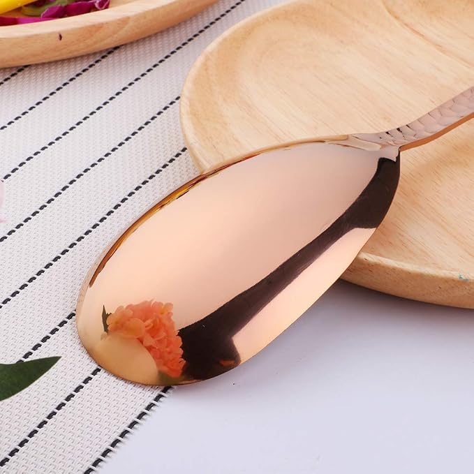 Salad Spoon and Fork Set, 12 Inch Stainless Steel Salad Server, Rose Gold Large - Image 5