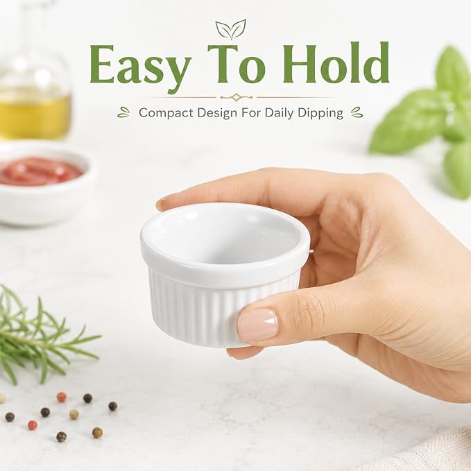 24 Pcs 1 oz Mini Dipping Ramekin Tiny Ramekin Porcelain Souffle Dish | Small - Image 7