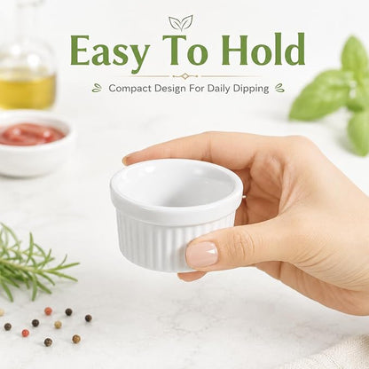 24 Pcs 1 oz Mini Dipping Ramekin Tiny Ramekin Porcelain Souffle Dish | Small - Image 7
