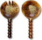 SS CRAFTS INDIA Premium 9" Brown Marbled Resin Salad Servers | Set of 2 Beaded by SSCraftsIndia