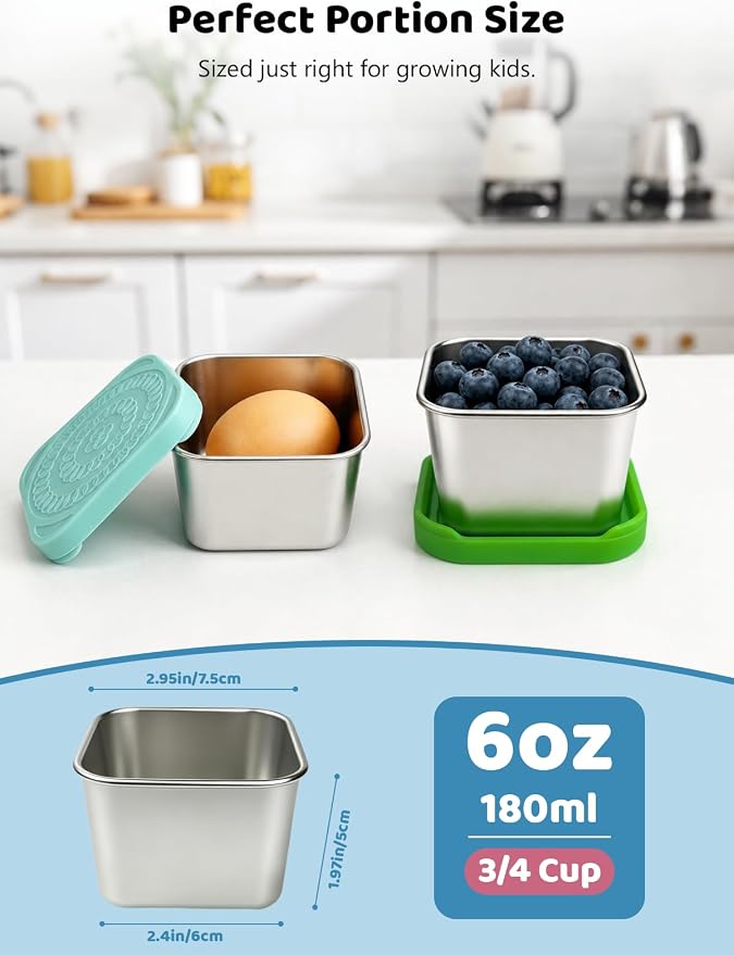 HTEVW 6 Pack Stainless Steel Snack Containers - Image 4