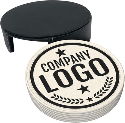 Custom Leather Coasters with Logo - Image 3