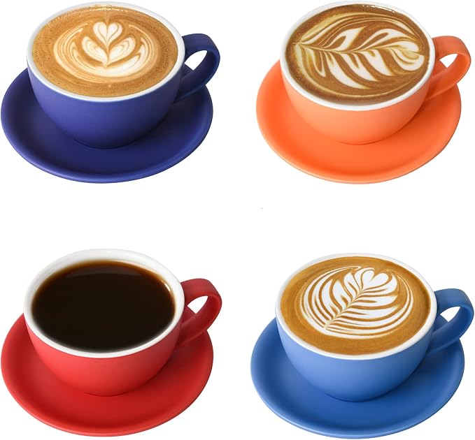Yundu Ceramics Latte Cup and Saucer - 10 oz by YunduHome