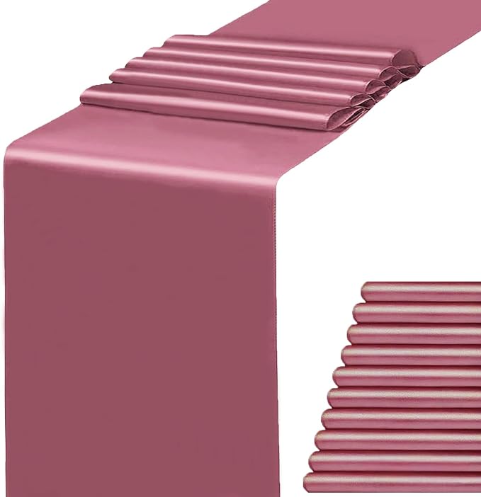 Pack of 10 Satin Dusty Rose Table Runners 12 x 108 Inches by WENSINL