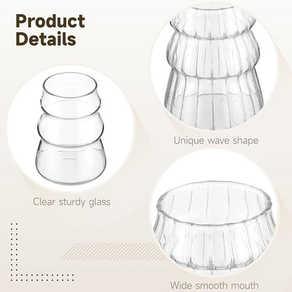 4 Pcs Ribbed Glass Cups Set - Image 3