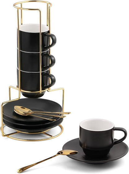Lareina 3-Ounce Espresso Cups Set of 4, Small Stackable Coffee Cups by Lareina