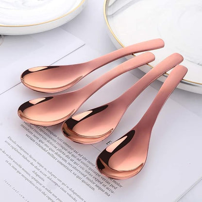Thick Heavy Duty Soup Spoons, Stainless Steel Polished Asian Rice Table Spoon - Image 2