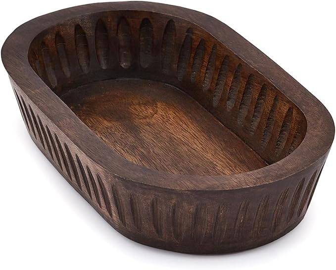 Mango Wood Decorative Bowls for Home Décor, Decorative Long Wooden Bowl for by Samhita