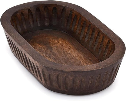 Mango Wood Decorative Bowls for Home Décor, Decorative Long Wooden Bowl for by Samhita