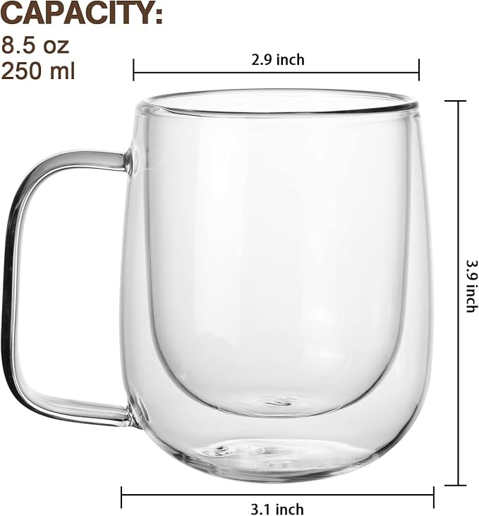 Little World Glass Coffee Mug, 8.5 oz Double Walled Insulated Cup Heat-resistant - Image 3