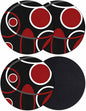 Black Red Coasters Set of 4, Non-Slip Cup Coaster Mat by PIEPLE