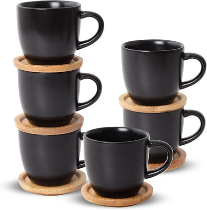 Hasense 4 OZ Espresso Cups and Saucers Set of 6, Demitasse Cups by Hasense