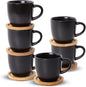 Hasense 4 OZ Espresso Cups and Saucers Set of 6, Demitasse Cups by Hasense