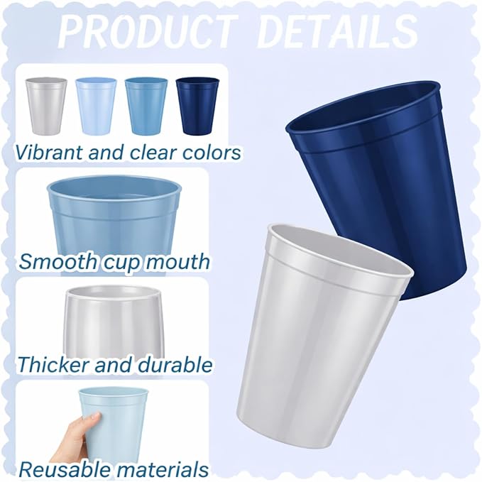 Yungyan 24 Pcs Dusty Blue Baby Shower Decoration Dusty Blue Reusable Plastic - Image 4