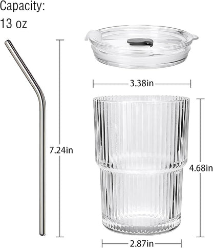 6 Pack 13oz Ribbed Glass Tumbler - Image 2