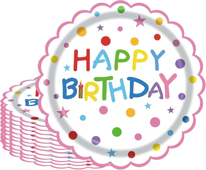 50Pcs Birthday Paper Plates 7inch Party Dessert Plates Supplies Colorful by Unknown