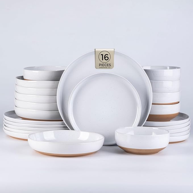AmorArc Dinnerware Sets for 4, 16 Pieces Ceramic Plates and Bowls Set | Scratch by AmorArc