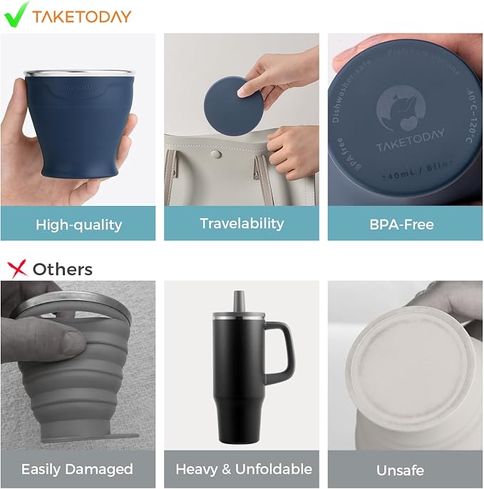 TakeToday Collapsible Cup 8 oz, Foldable - Image 6