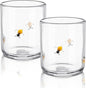 SiliFine 2 Pcs Bee Icon Juice Glasses - 14oz Yellow Bee Stemless Wine Drinking by SiliFine