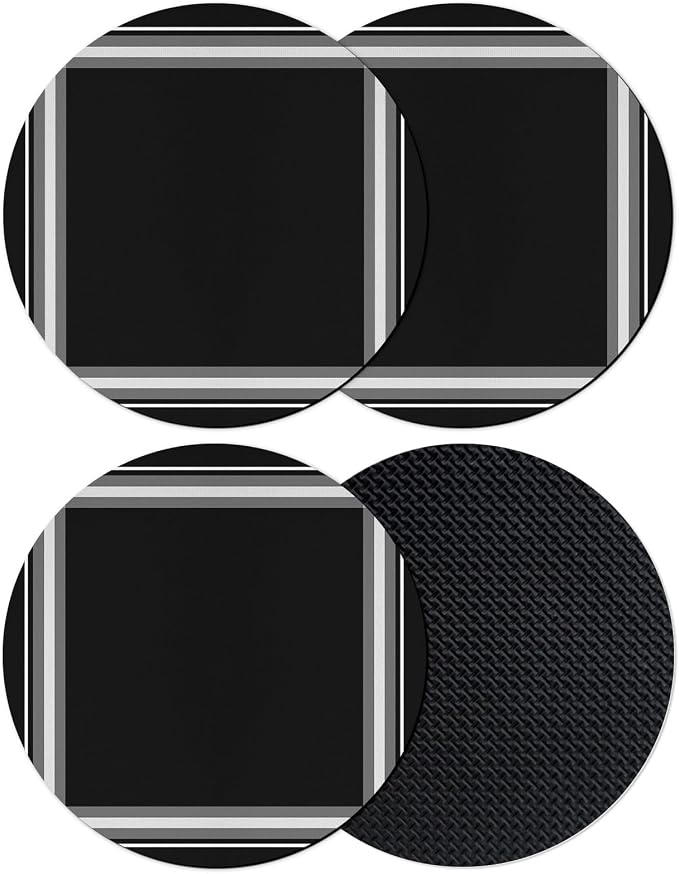 Black Grid Coasters Set of 4 Absorbent Coasters by Unknown