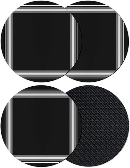 Black Grid Coasters Set of 4 Absorbent Coasters by Unknown