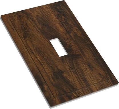 Decorative Light Switch Cover Brown Rustic Wood Grain Vintage Wooden Texture 1 Gang Wall Plate Cover Single Toggle Outlet Covers Switchplate Electrical Faceplate for Cabin Bedroom Decor（2 Pack）