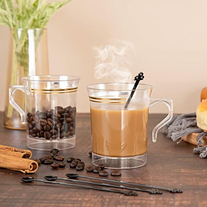 Nervure 60 Pack Clear Gold Plastic Coffee Mugs - Image 5