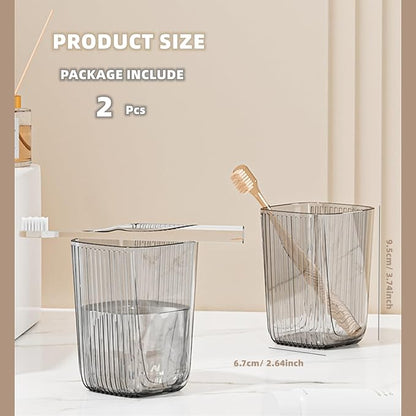 Chchmu Bathroom Toothbrush Cup 2 Pcs Minimalist Tumbler Cup Unbreakable - Image 7