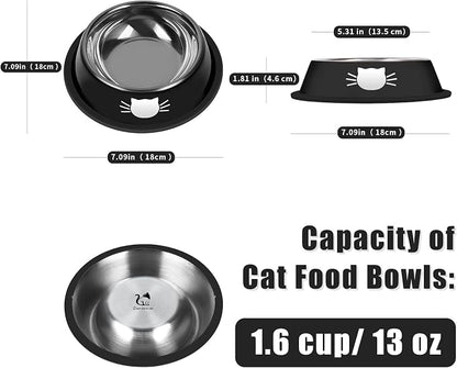 Serentive 3Pcs Cat Bowls Non-Slip Stainless Steel Small Cat Food Bowl - Image 2